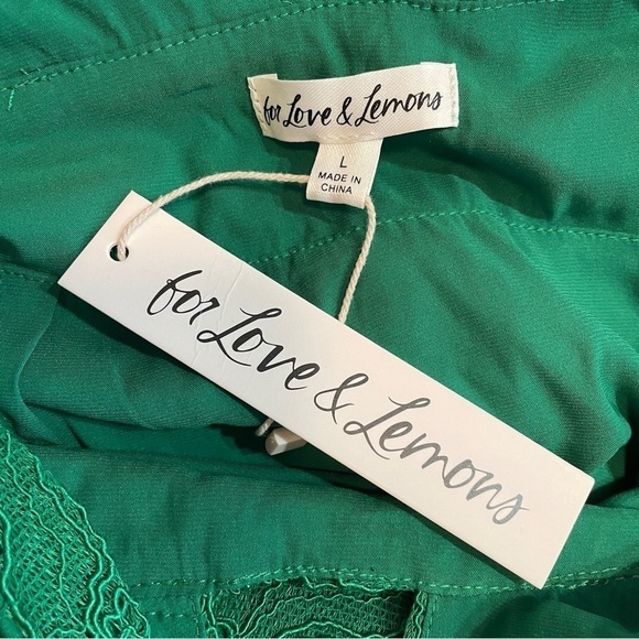 NEW! For Love and Lemon- Green Lace Hatler Neck Casey Mini Dress Cutout Large - Picture 12 of 12